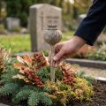 Umělý kámen deko mák starožitný deko hnědý Ø11cm 30cm | Floristik24.cz