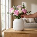 Váza na květiny, keramická váza, dekorativní váza bílá Ø22cm V22,5cm | Floristik24.cz