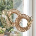 Závěsné dekorační kroužky v boho stylu, juta z přírodního vlákna, Ø28 cm, nástěnná dekorace, dekorace na okno, sada 4 kusů | Floristik24.cz