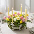 Svícen v bílé dekorativní kovové misce Ø14cm V7cm | Floristik24.cz