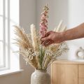 Sušený (umělý) Delphinium růžový larkspur, dekorativní květinová váza 64cm 25g | Floristik24.cz
