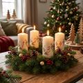 Adventní věnec, sada svíček 1-4, krémové, vánoční motiv, kvalita RAL, vyrobeno v Německu, 130/70 mm, 4 ks | Floristik24.cz