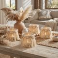 Lucerna Skleněné třásně Macrame Cream Boho Ø9,5cm 4ks | Floristik24.cz