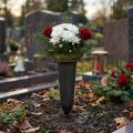 Náhrobní váza antracit 28,5 cm | Floristik24.cz