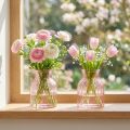 Skleněná váza na květiny, retro, růžová, Ø11cm, V14,5cm, 2 kusy | Floristik24.cz