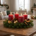 Jednobarevné tmavě červené sloupkové svíčky 70x80 mm, sada 4 kusů - Adventní dekorace na svíčky | Floristik24.cz