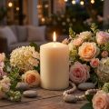 Sloupová svíčka 100/80 krémová 6 ks | Floristik24.cz