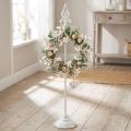 Držák na věnec Shabby Chic White Stojan na věnec kovový 4 háčky H76cm | Floristik24.cz