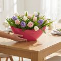 Dekorativní miska, miska na rostliny, růžová 39cm x 12cm H13cm | Floristik24.cz