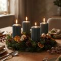 Antracitové svíčky na sloup, drážkované svíčky, 70/90 mm, sada 4 kusů, adventní dekorace | Floristik24.cz