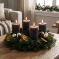 Jednobarevné svíčky na sloupku, antracitové, 70x100 mm, sada 4 kusů – dekorace, adventní, dlouhá doba hoření | Floristik24.cz