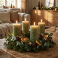 Jednobarevné olivově zelené sloupkové svíčky 60×100 mm, sada 4 kusů, venkovský styl, boho, adventní | Floristik24.cz