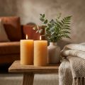 Jednobarevné sloupkové svíčky, medová barva, sada 2 kusů, 85×150 mm, dlouhá doba hoření, vytváří útulnou atmosféru, dekorace na stůl | Floristik24.cz