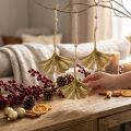 Přívěsek list Ginkgo, adventní dekorace, kovová dekorace na podzim Golden L12cm 12 ks | Floristik24.cz