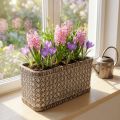 Květináč Keramická mísa hnědá, bílá 23×11×11cm | Floristik24.cz