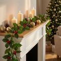 Vánoční girlanda umělá cesmína Ilex girlanda 160cm | Floristik24.cz