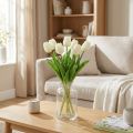 Umělé tulipány White Cream Real Touch 38cm 7 ks | Floristik24.cz