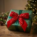Ozdobná mašle šíře 4cm Červená vánoční mašle se zlatými hvězdami Ručně vyrobená mašle 16×15cm 2ks | Floristik24.cz
