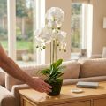 Umělá orchidej do květináče bílá 80cm | Floristik24.cz
