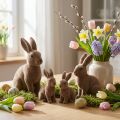 Králík flockovaný hnědý 11cm, 13,5cm 6 ks | Floristik24.cz
