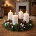 Sada adventních svíček, design sněhové koule, bílá – sloupkové svíčky 100/60 mm na adventní věnec a vánoční dekorace, balení 4 kusů | Floristik24.cz