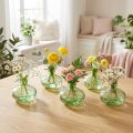 Skleněná váza baňaté zelené mini vázy ze skla Ø9cm V6cm 6 ks | Floristik24.cz