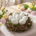 Easter Eggs Keramické dekorační vajíčko s drážkami Bílá šedá 5×6cm 6ks | Floristik24.cz