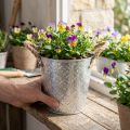Kovový květináč, květináč s úchyty, květináč s květinovým vzorem Ø18cm | Floristik24.cz