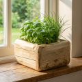 Květináč na rostliny truhlík na rostliny dřevěný květináč přírodní 15,5×15,5 cm | Floristik24.cz