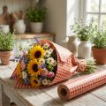 Květinové hedvábí 75cm kostkované červené 8kg | Floristik24.cz