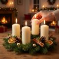 Pilířové svíčky krémové Adventní svíčky svíčky 100/50mm 24 ks | Floristik24.cz