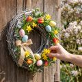 Dekorativní věnec Ø30cm natřený jarní věnec z jilmové révy, velikonoční věnec na dveře, dřevěná dekorace | Floristik24.cz