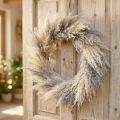 Věnec ze sušené pampové trávy, boho dekorace na dveře, přírodní sušené květiny Ø31cm, nástěnný věnec | Floristik24.cz