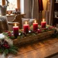 Stolní dekorace Adventní svícen podnos na svíčku dřevěný L48cm | Floristik24.cz