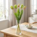 Umělé květiny tulipán zelený, jarní květina 48cm svazek 5 ks | Floristik24.cz