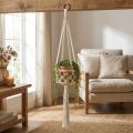 Závěsná dekorace z makramé v boho stylu Ø12cm V79cm krémová - Závěsný květináč na zeď | Floristik24.cz