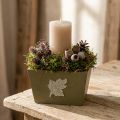 Dřevěný květináč, styl shabby chic, zelený, 11×14,5×14 cm | Floristik24.cz