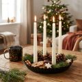 Kovový svícen ve tvaru dortu – Černý, Ø 24 cm – Elegantní stolní dekorace pro 4 svíčky – 2 kusy | Floristik24.cz