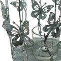 Floristik24 Jarní dekorace, lucerna s motýly, kovová lucerna, letní, dekorace na svíčku