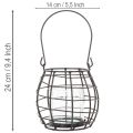 Zahradní lucerna, černý kov s větrným světlem, Ø14cm V12,5cm | Floristik24.cz