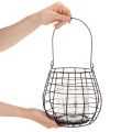 Zahradní lucerna se skleněným svícnem, černá, Ø20cm, V18,5cm | Floristik24.cz