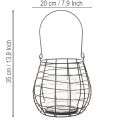 Zahradní lucerna se skleněným svícnem, černá, Ø20cm, V18,5cm | Floristik24.cz