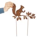 Zahradní kůl veverka na větvi, zvětralý kov, výška 42 cm, 3 kusy | Floristik24.cz