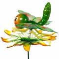 Floristik24 Ozdobná zátka motýl a květina s kovovými pružinami zelená, oranžová V70cm