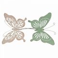 Floristik24 Kůl do postele kovový motýl růžový zelený 10,5x8,5cm 4ks