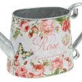 Floristik24 Nostalgický dekorativní džbán, kovový džbán, květináč s růžemi V15,5cm L28,5cm
