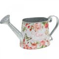 Floristik24 Nostalgický dekorativní džbán, kovový džbán, květináč s růžemi V15,5cm L28,5cm