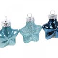 Floristik24 Mini vánoční ozdoby na stromeček mix sklo modrá, třpytky assort 4cm 12ks