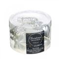 Floristik24 Mini vánoční ozdoby na stromeček mix sklo bílé, stříbrné assort 4cm 12ks