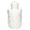 Floristik24 Mini skleněná váza s diamantovým vzorem, malá stolní váza, láhev, průhledná, 9 cm, 6 kusů